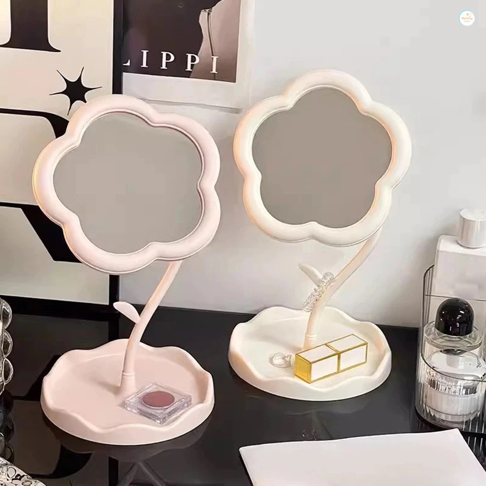 Jual (ZZ) CERMIN BUNGA Standing Mirror Makeup Rotating Aesthetic Stand ...