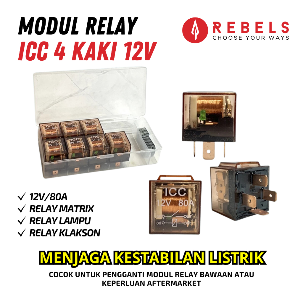 Jual Relay Lampu Transparan Kaki 4 12V 80A Riley Relay Klakson Biled ...
