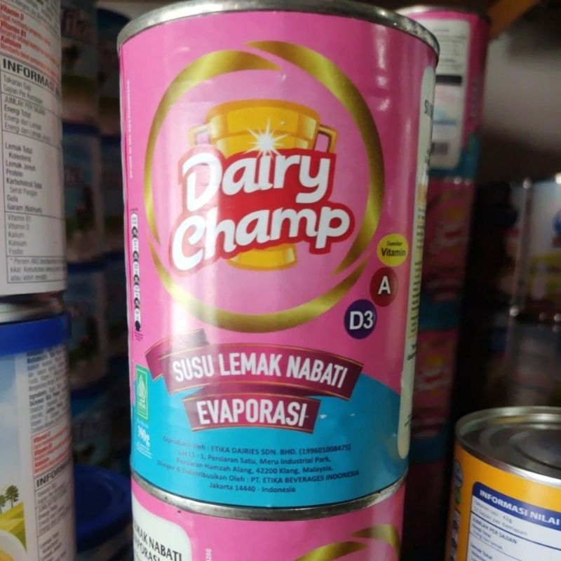 Jual Dairy Champ Susu Evaporasi / susu lemak nabati 390gram | Shopee ...