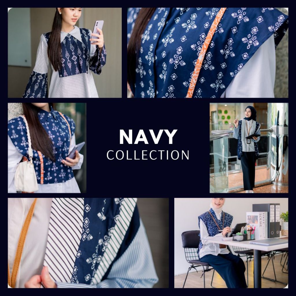 Jual Vest Batik Carriere Koleksi Navy | Shopee Indonesia