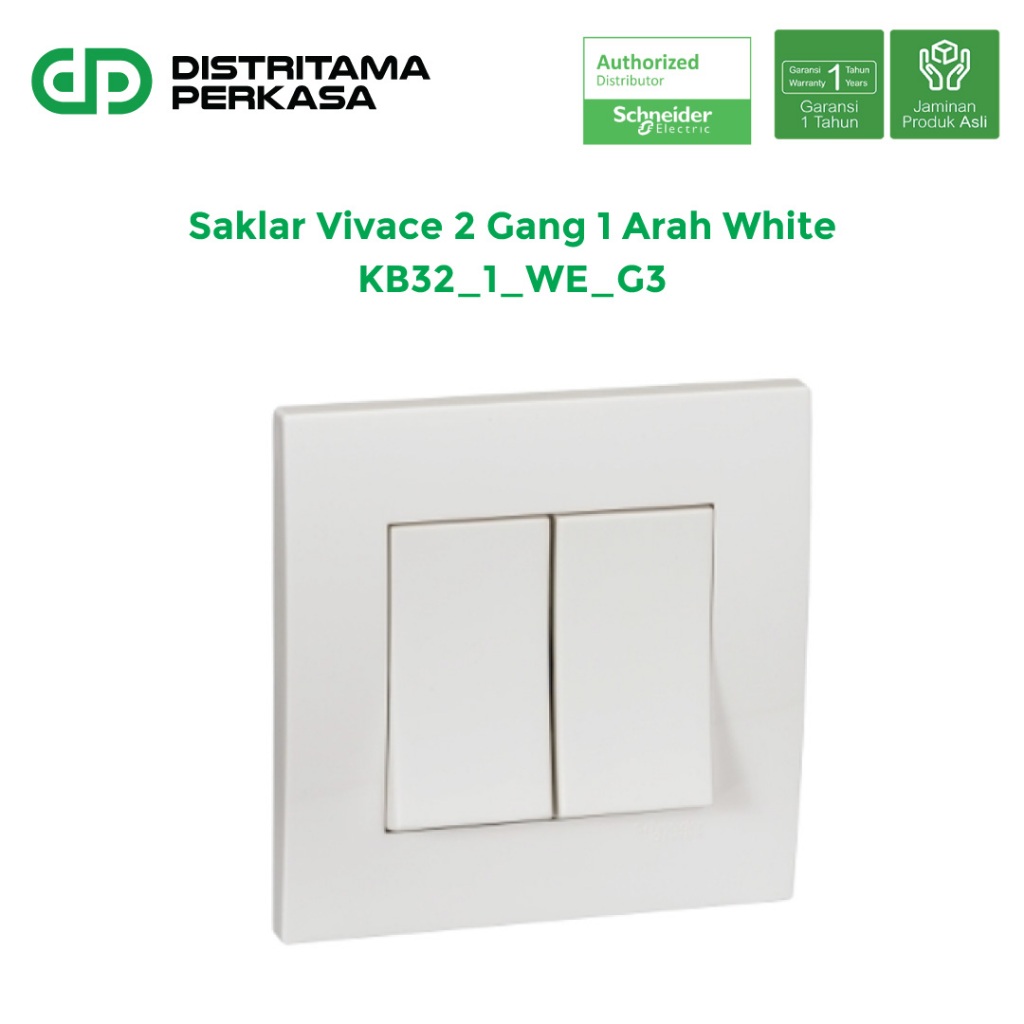 Jual Schneider Vivace Saklar Lampu 2 Gang 1 Arah White - KB32_1_WE_G3 ...