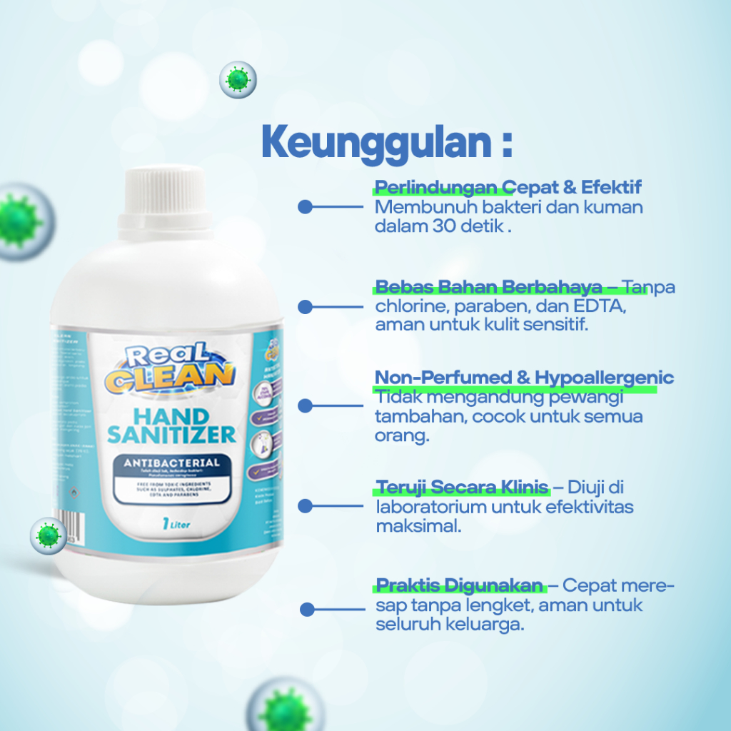 Jual Real Clean Hand sanitizer Cair 1 liter Handsanitizer Spray Non ...