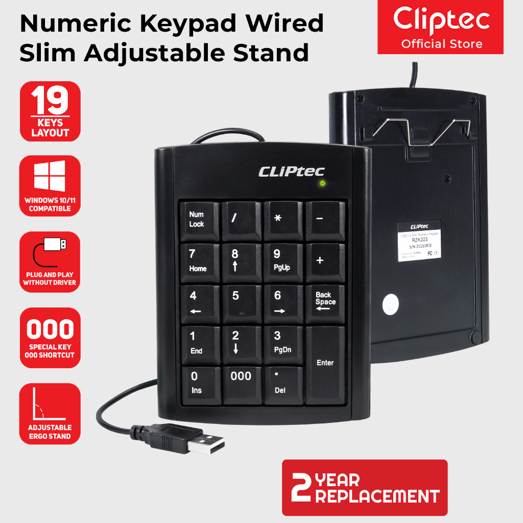 Jual Numeric Keyboard Wired Usb Cliptec RZK223 | Shopee Indonesia