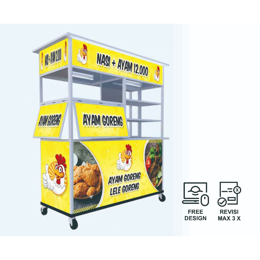Jual Cetak Stiker Gerobak Stiker Ayam Goreng Custom Gratis Desain Ganti ...