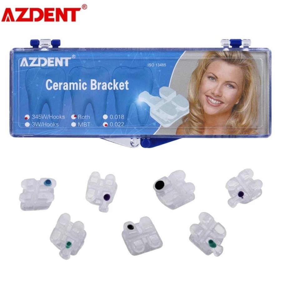 20pc Dental Monocrystalline Sapphire Ceramic Brackets – Mini Roth .022 Slot With Hooks (3-4-5)