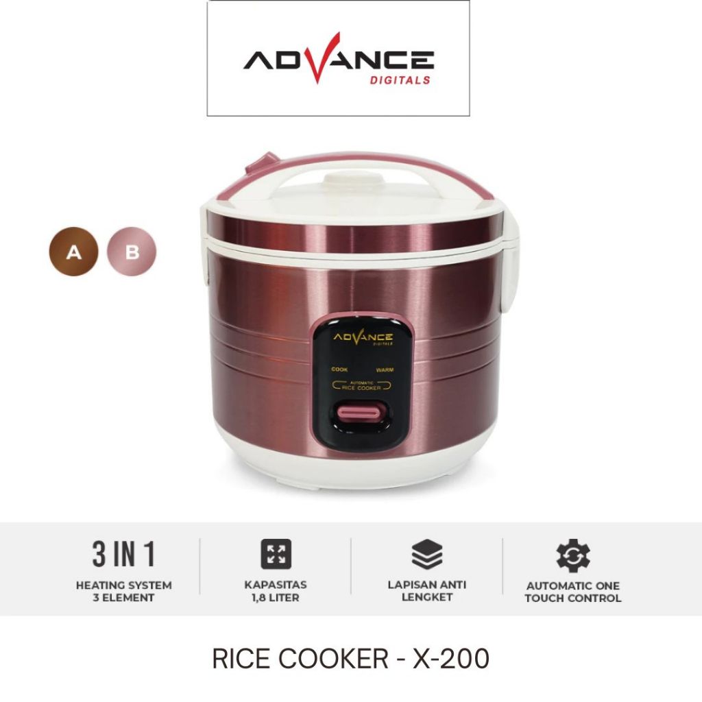 Jual Advance X200 Rice Cooker 3IN1 Penanak Nasi Serbaguna 1,8L Daya 380 ...