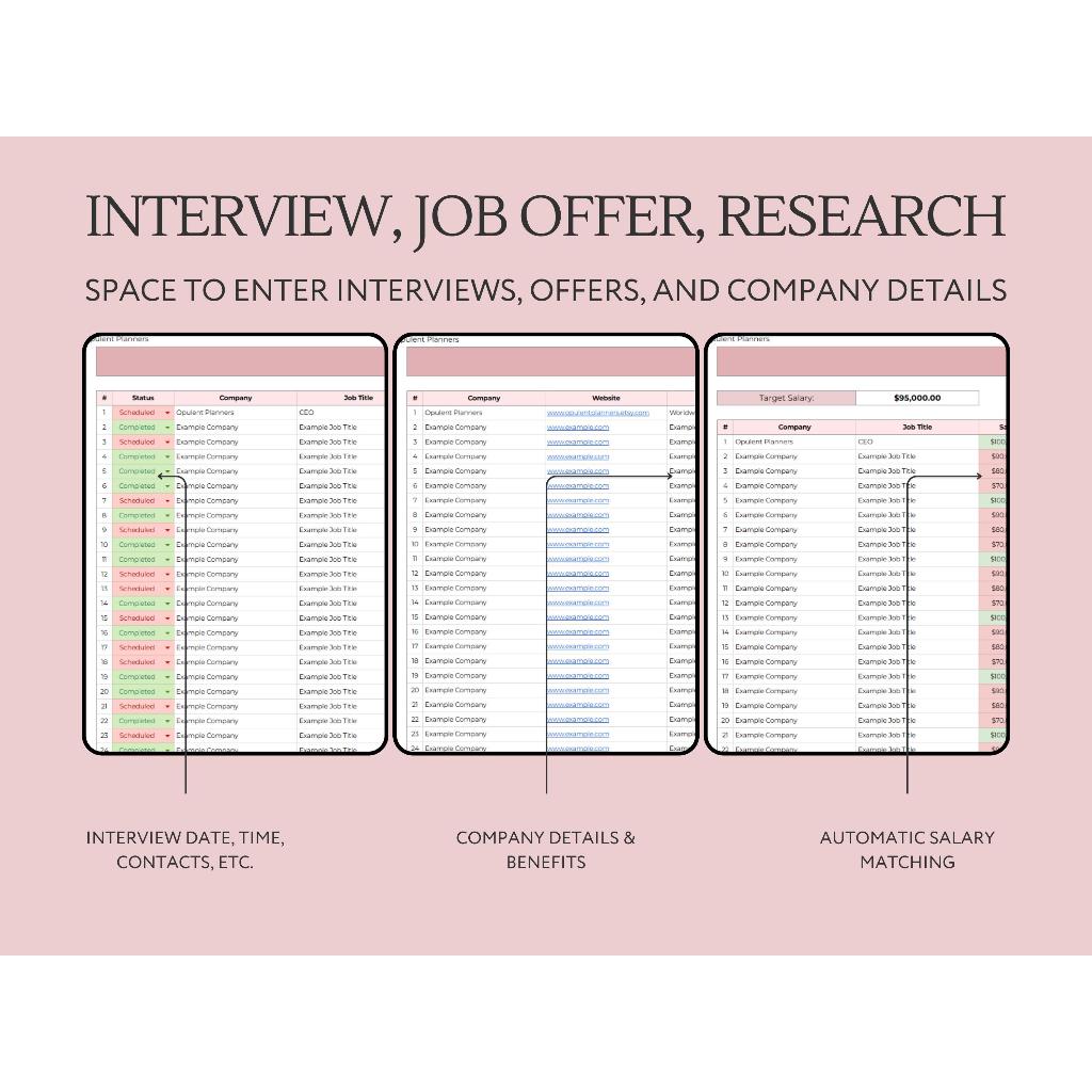 Jual Job Application Tracker Google Sheets, Job Planner, Interview and ...