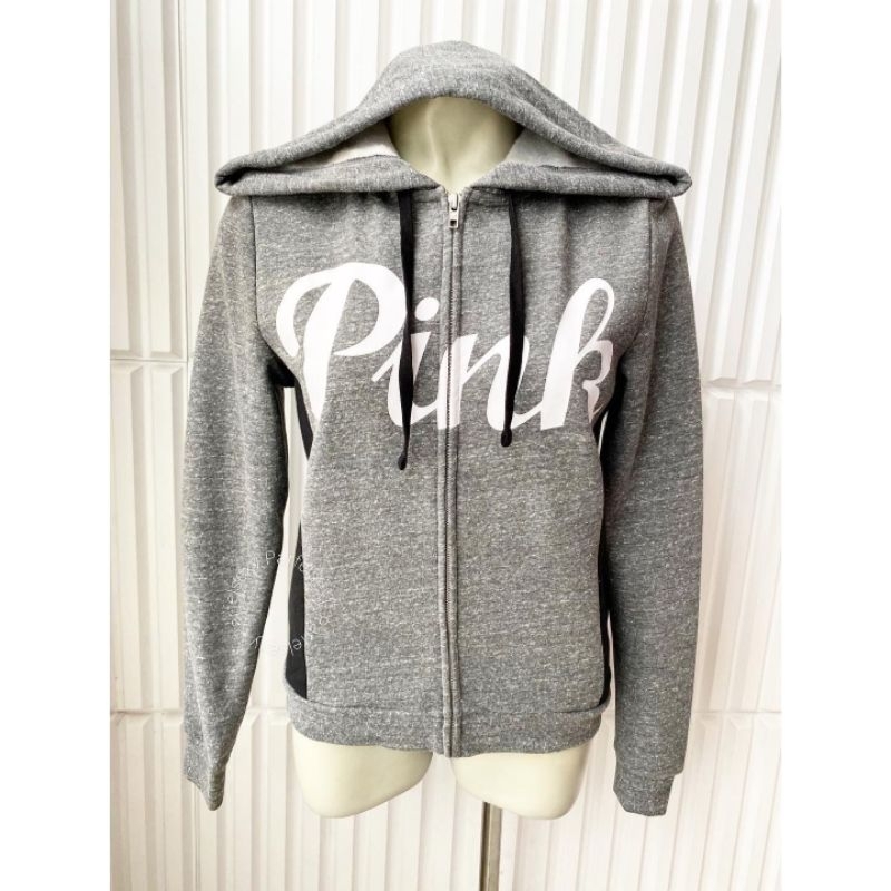 Pink Zip Up Victoria's Secret Pink Grey Sweater Victoria