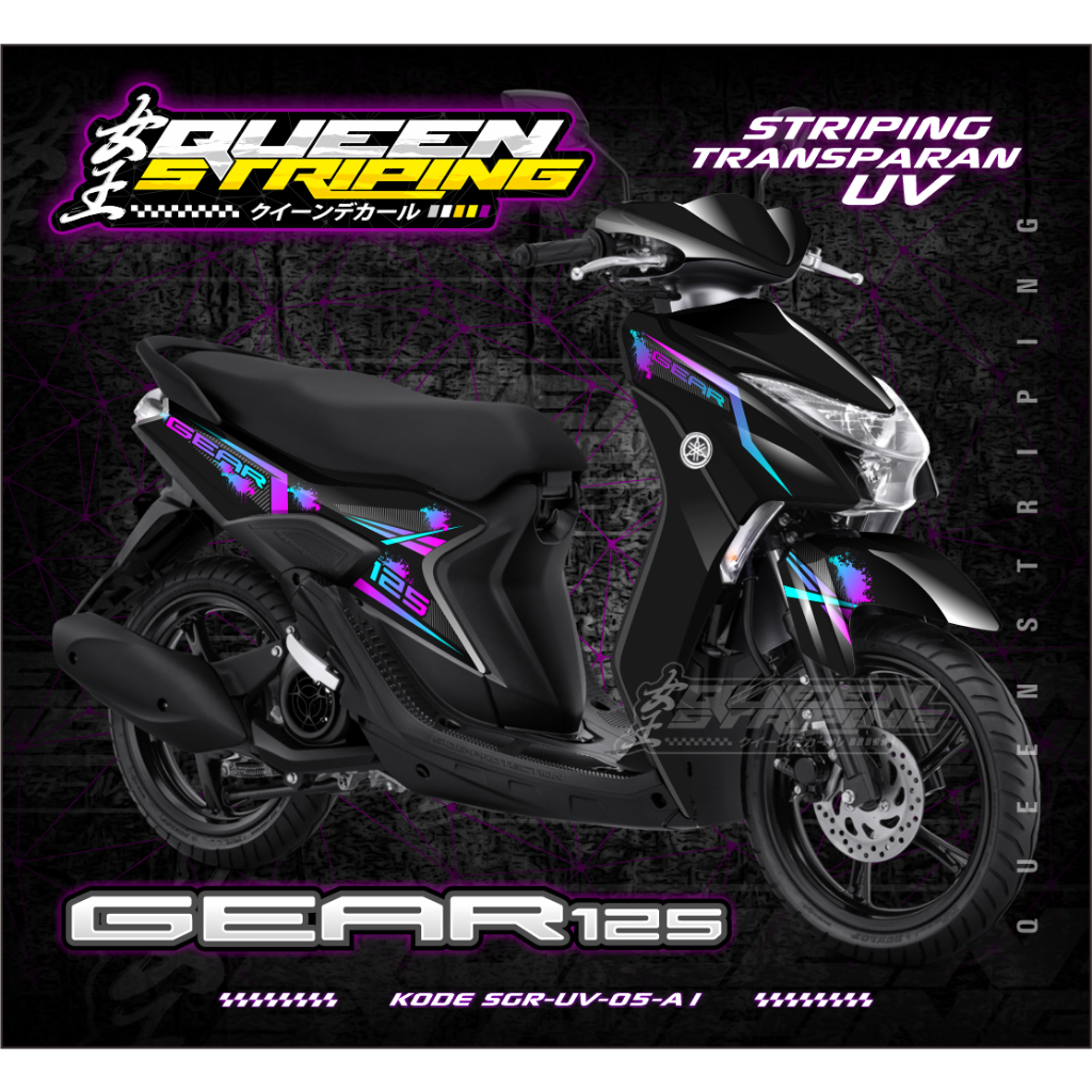 Jual Stiker Transparan UV Gear 125 Desain Variasi Rainbow / 1 Set Kanan ...