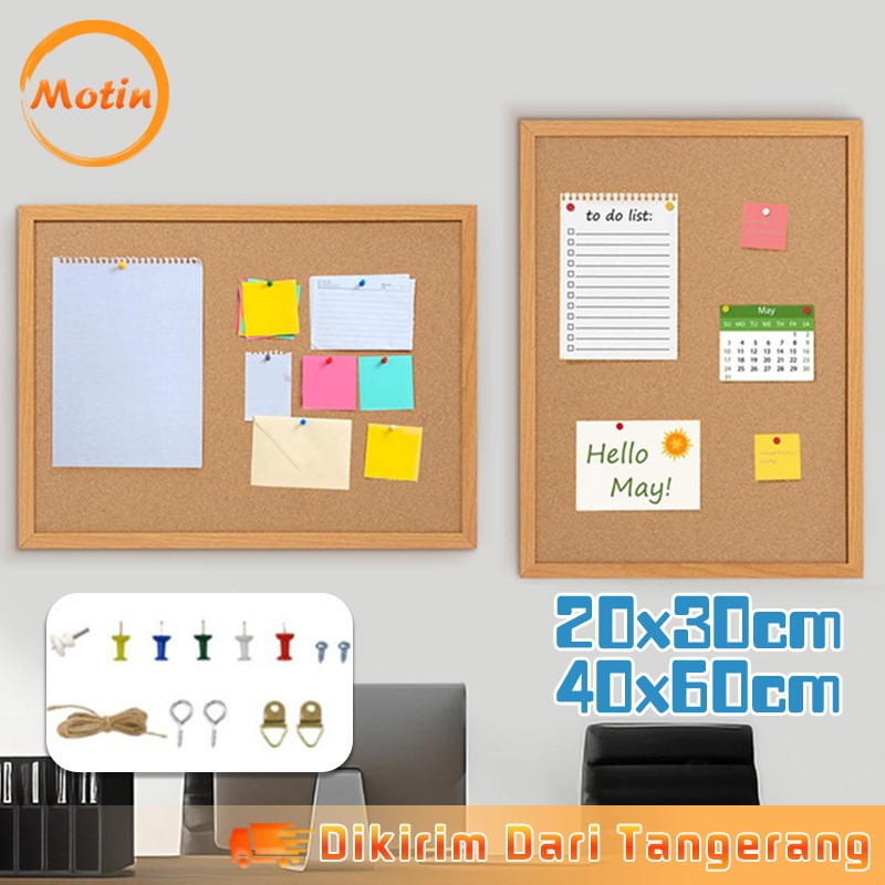 Jual Note Memo Board Softboard Wood Wall Hanging Message Cork Board ...