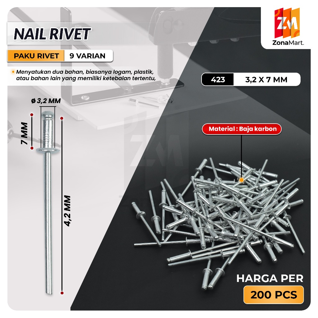 Jual Paku Rivet Rivetti 423 Paku Rivet 435 Paku Rivet 440 450 Rivetti ...