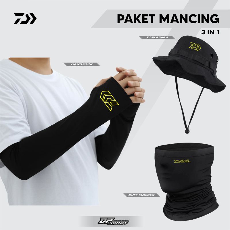 Jual Paket Lengkap 3 in 1 Buff masker Mancing Hanshock pelindung lengan ...
