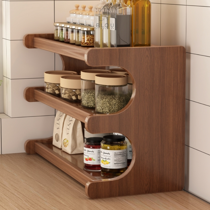 Jual Blou Rak Kayu Aesthetic Estetik Kitchen rack seasoning storage ...