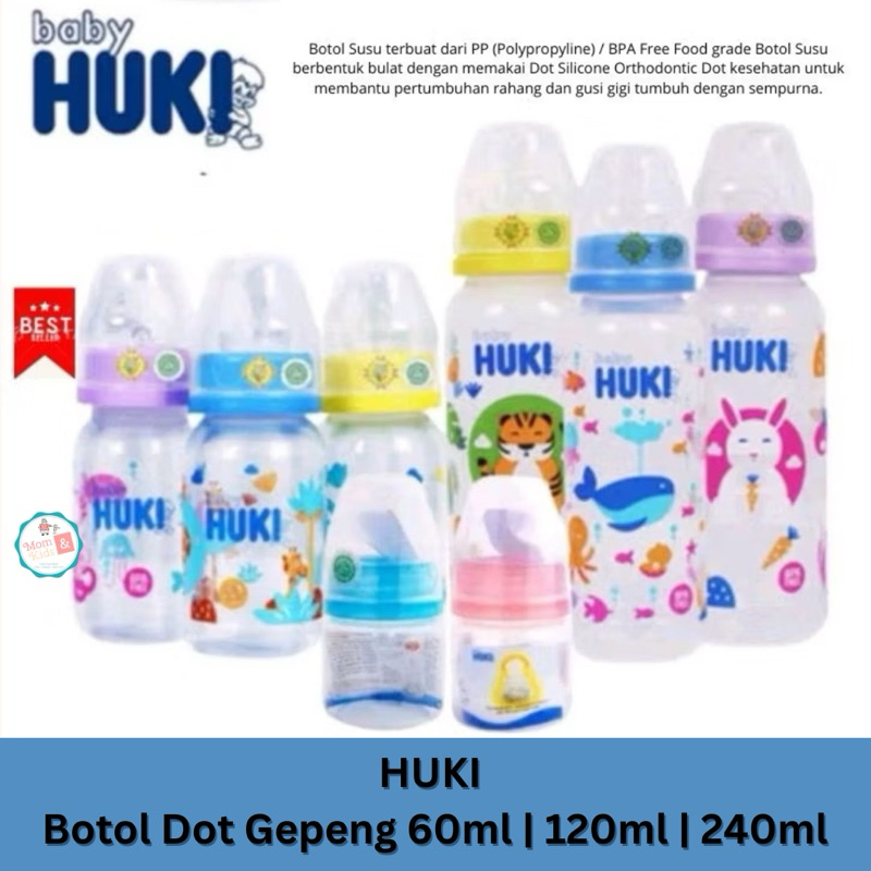 Jual HUKI Baby Botol Susu 60ml 120ml 240ml Dot Nipple Silicone Gepeng ...