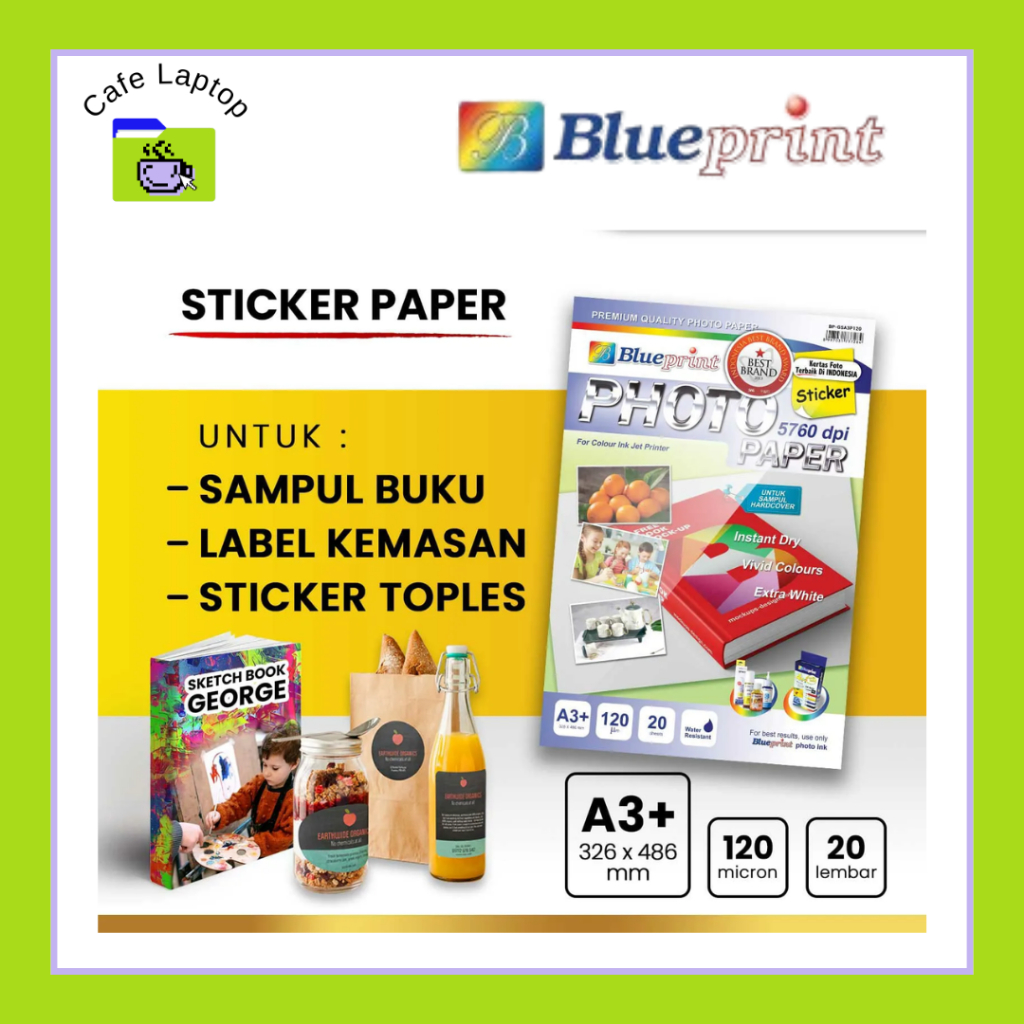 Jual Kertas Stiker / Sticker Paper BLUEPRINT A3+ 120 Micron | Shopee ...