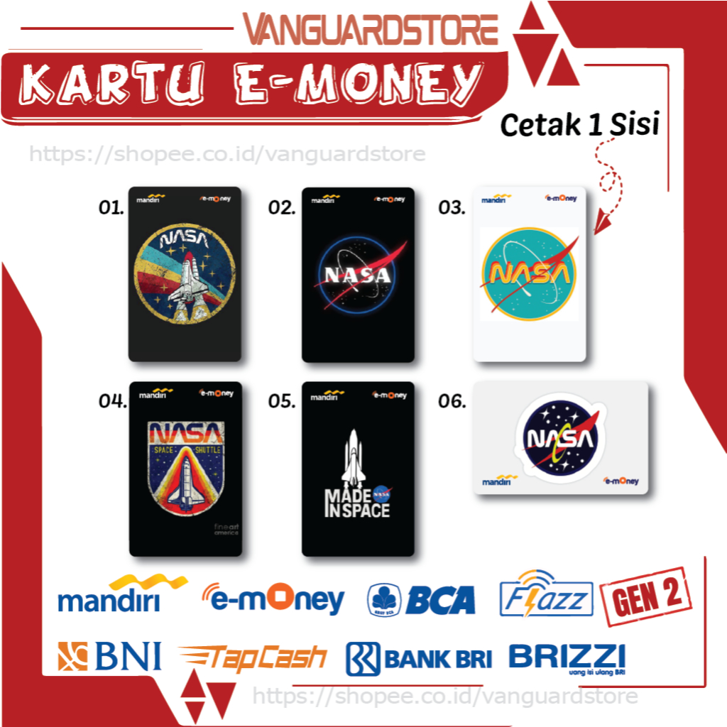 Jual KARTU E MONEY E TOLL NASA BADAN LUAR ANGKASA KUMPULAN 1 EMONEY ...
