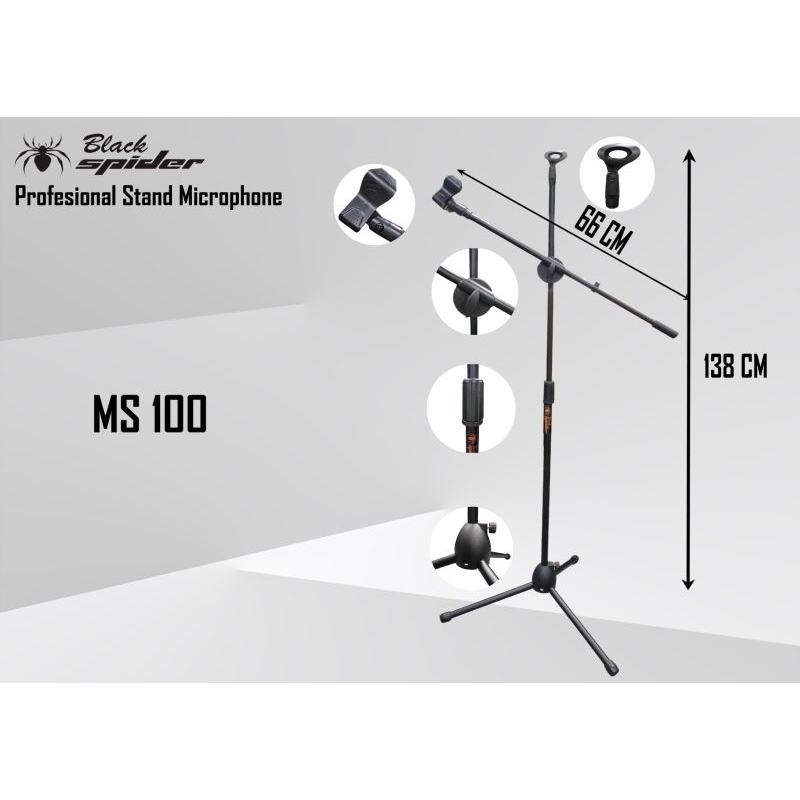 Jual Stand Mic Black spider MS100 Ukuran Panjang Kualitas Bagus ...