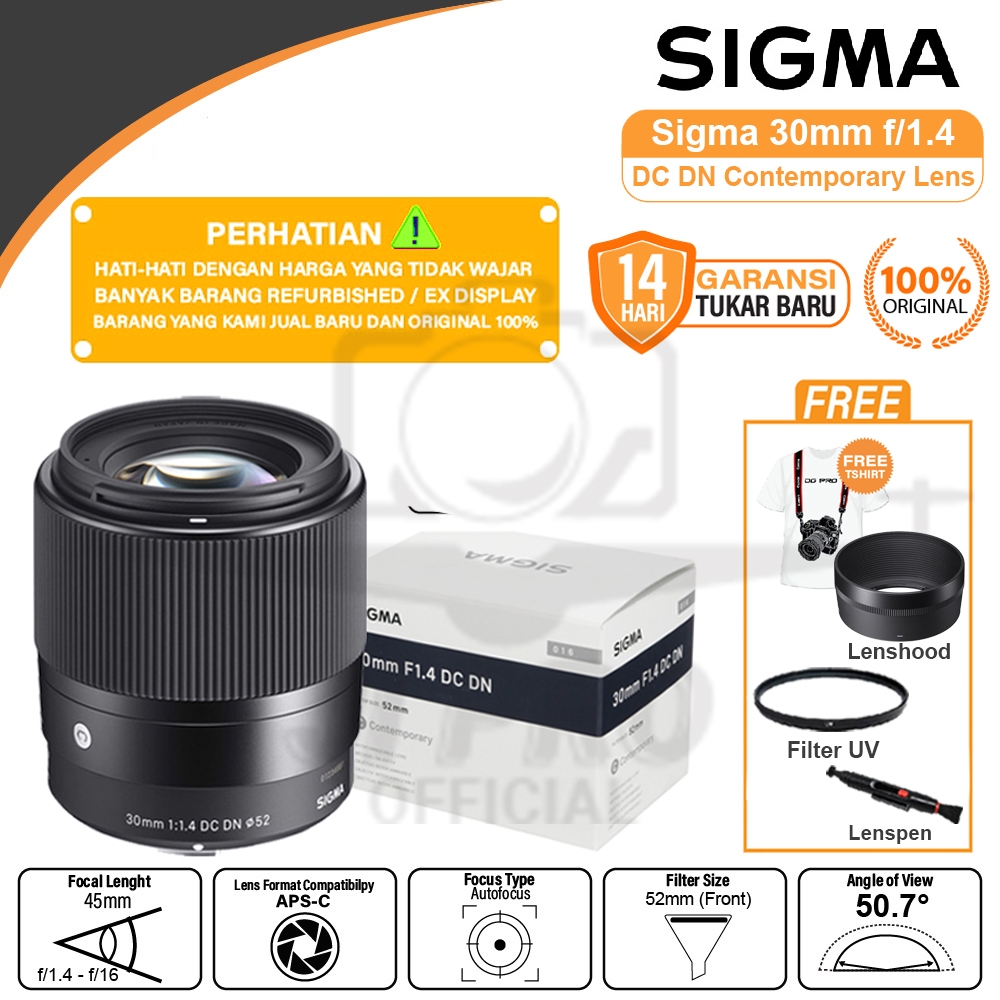 Jual Lensa Sigma 30mm f1.4 DC DN Contemporary Lens for FUJIFILM X Mount ...