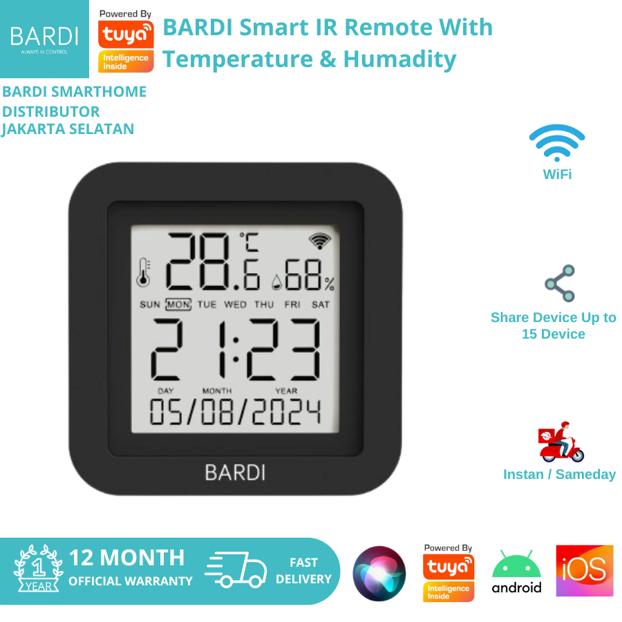 Jual BARDI Smart IR Remote Control with Temperature & Humidity Display ...