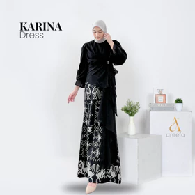 Areefa Gamis Dress Tenun Etnik Kombinasi Ceruty Premium Wanita Remaja Pesta Mewah