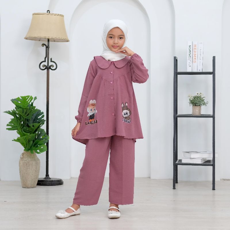 Jual One Set Labubu Setelan Anak Perempuan Muslim Bahan Cringkel ...