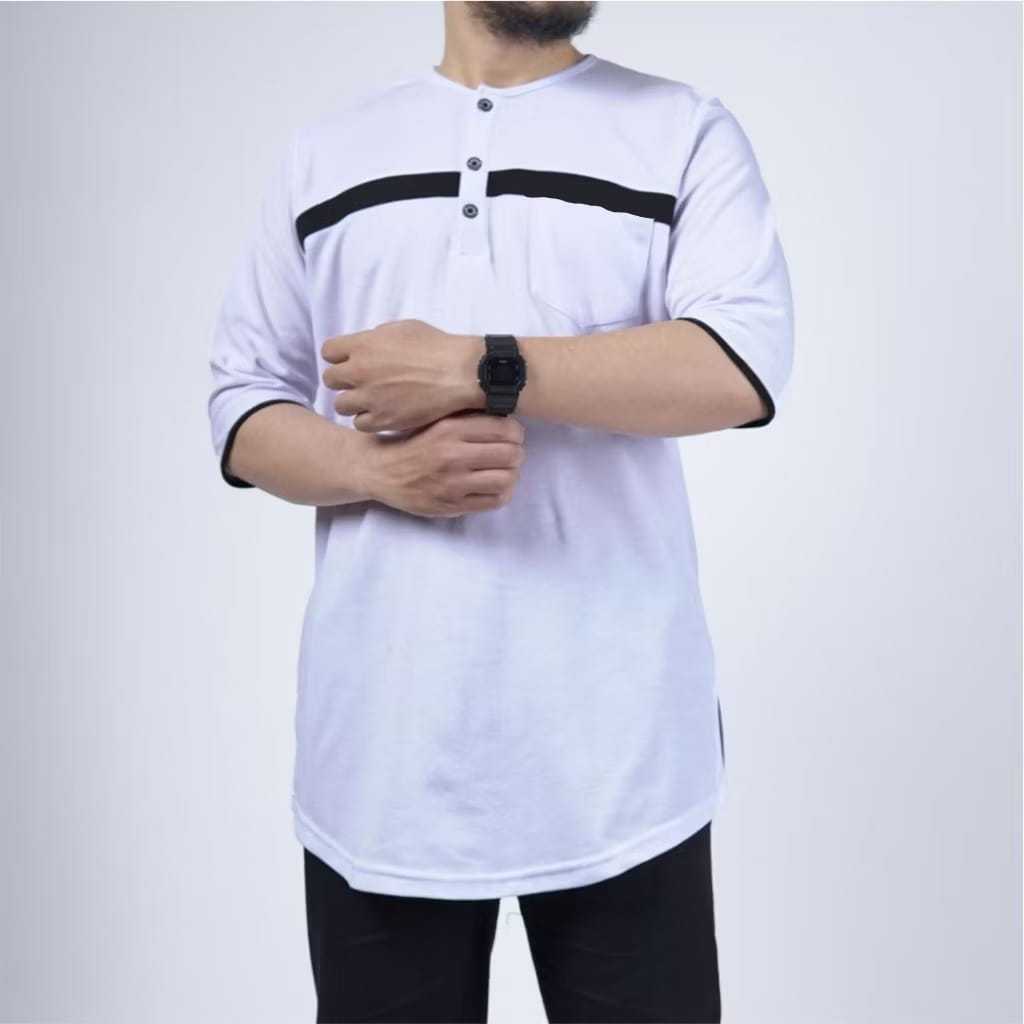 BAJU KOKO KURTA PAKISTAN DEWASA PAKAIAN MUSLIM PRIA LENGAN 3/4 PREMIUM