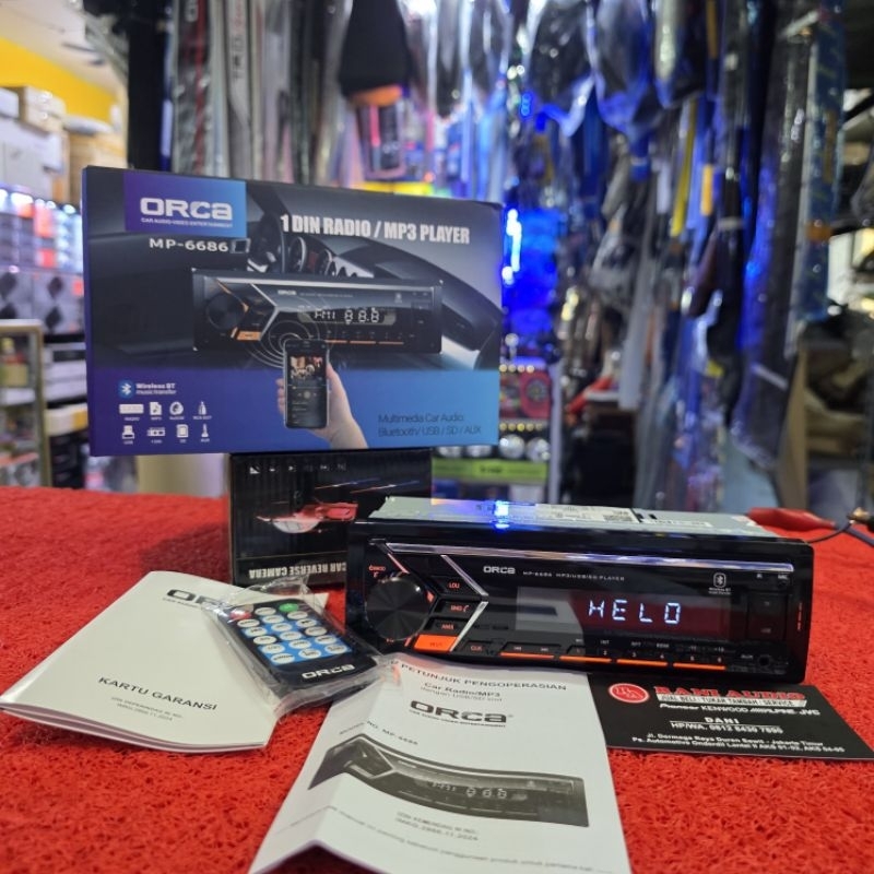 Head Unit Single Din ORCA MP-6686 Bluetooth USB Aux Radio