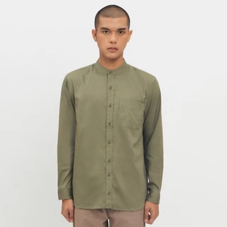 M231 Kemeja Pria Koko Shanghai Polos Panjang Army 0915H