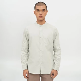 M231 Kemeja Pria Koko Shanghai Polos Panjang Hijau Mint 0915C