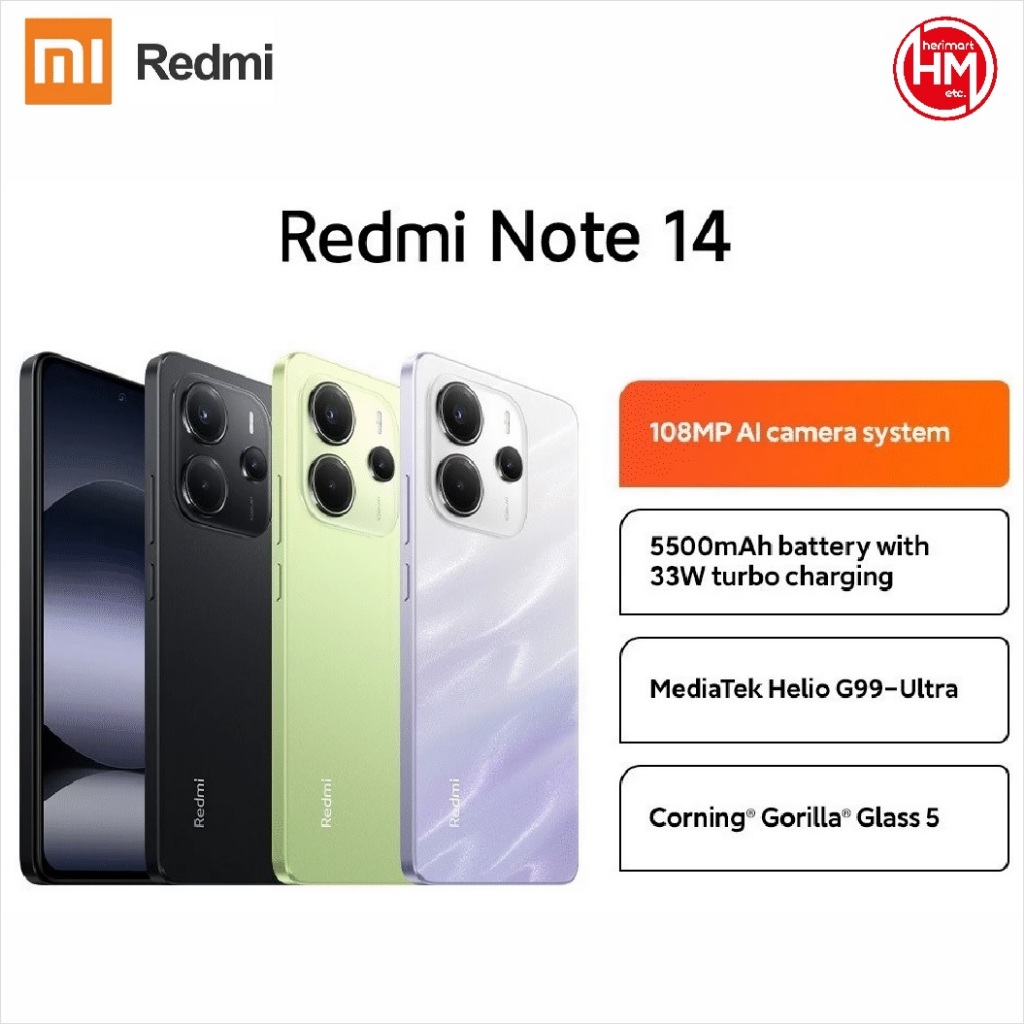 Jual Xiaomi Redmi Note 14 | 108 MP Camera | 5500mAh | MediaTek Helio ...