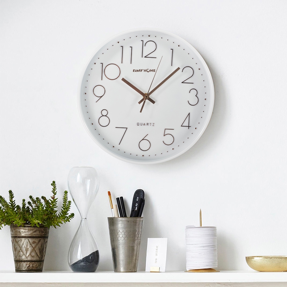 Jual TaffHOME Jam Dinding Bulat Quartz Indoor Wall Clock Round Shape ...