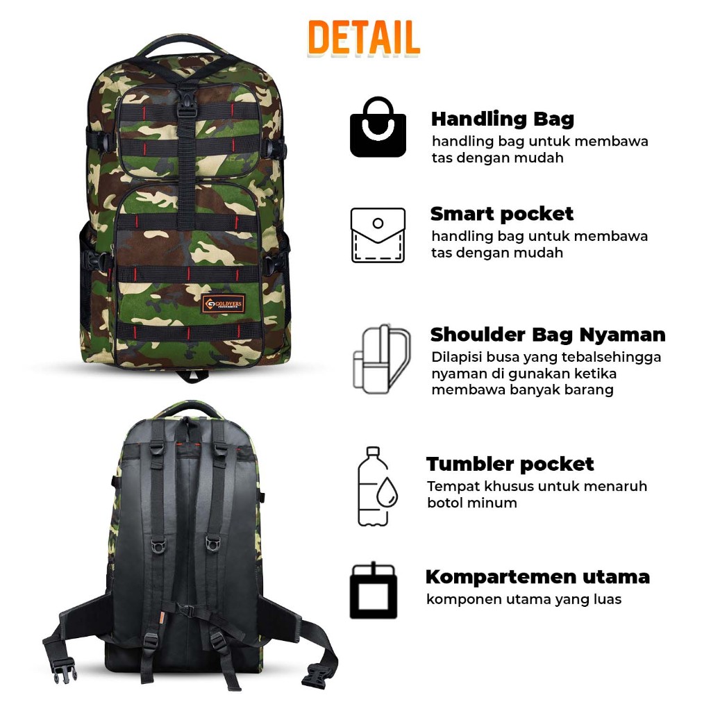 Jual Tas Ransel Gunung Motif Army Ukuran 60L Ransel Kerja Jumbo Tas ...