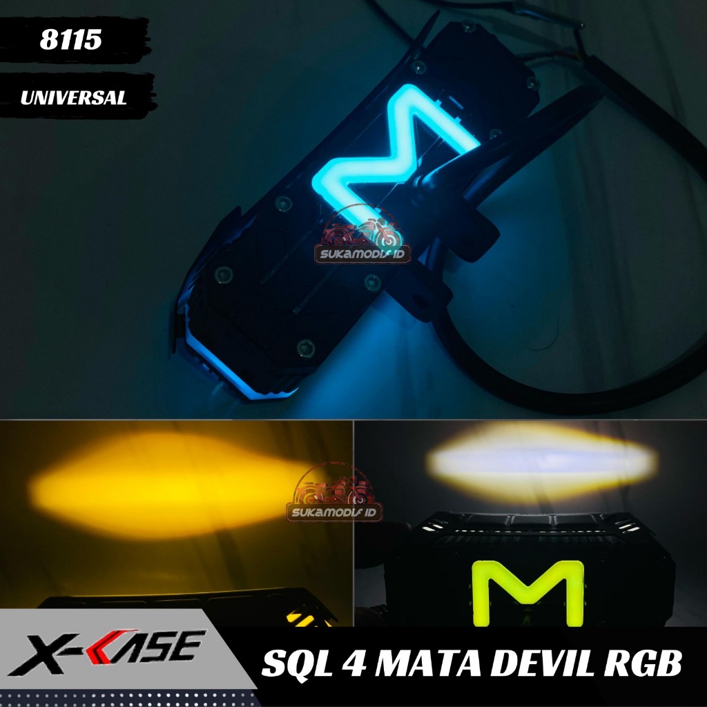 Jual Lampu SQL 4 Plus Devil RGB Hi Low Putih Kuning Bracket Motor Mobil ...