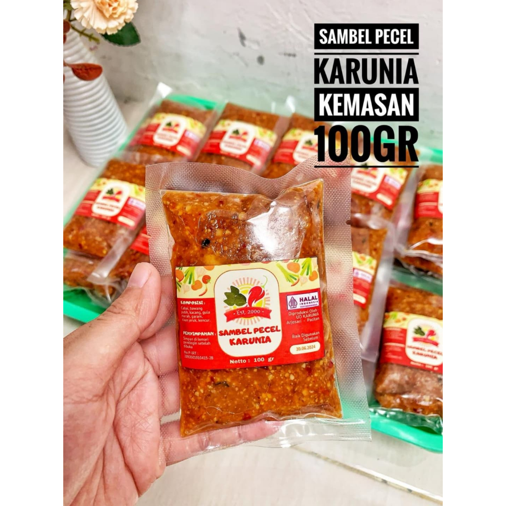 Jual Sambel Pecel Premium Karunia Khas Pacitan Kemasan 100 200gr Sambal ...