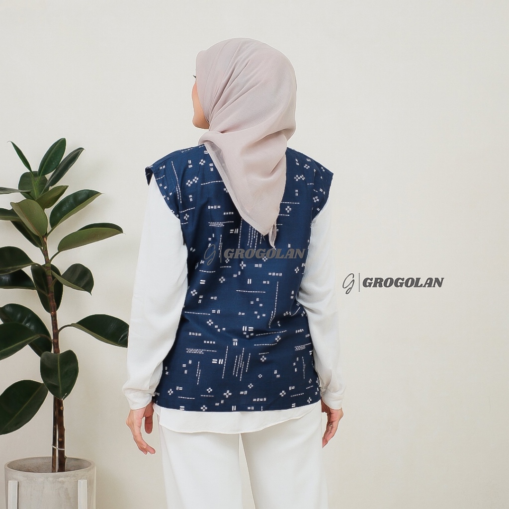Jual GROGOLAN Vest Outer Rompi Batik V Neck Atasan Wanita Tradisional ...