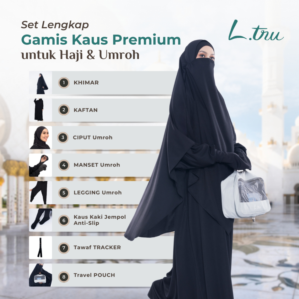 Jual L.tru - (NEW) Set Lengkap Gamis Kaos Premium untuk Umroh & Haji ...