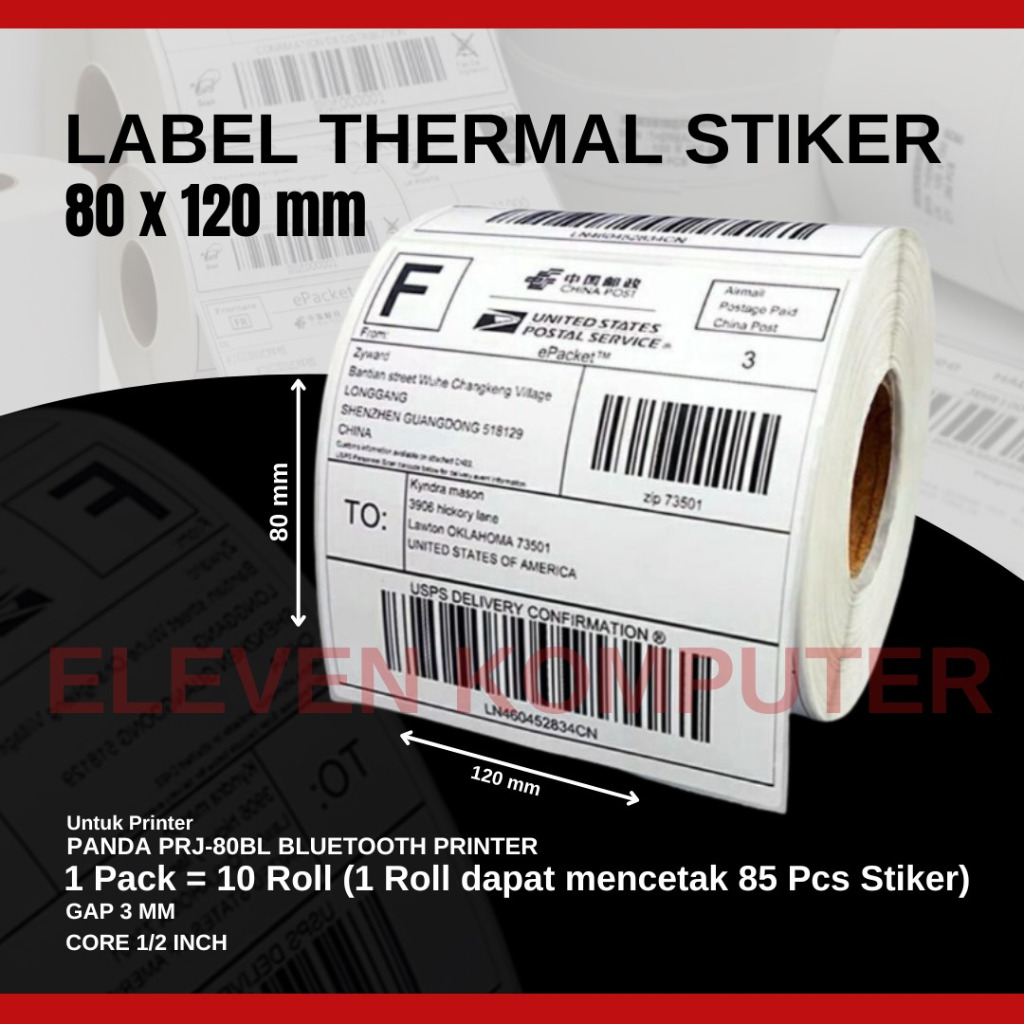 Jual LABEL THERMAL STIKER 80 X 120 MM FOR PANDA PRJ-80BL PRINTER ...