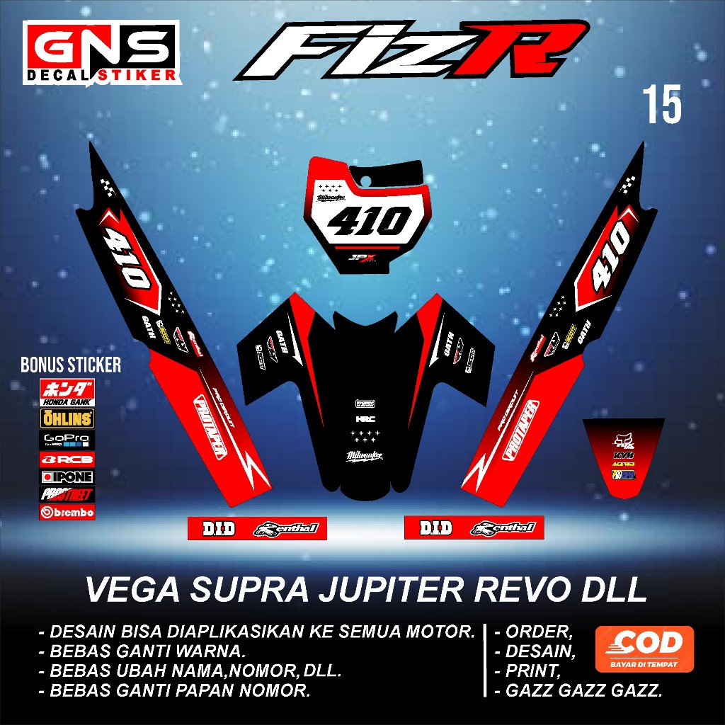 Jual STIKER STRIPING RBT FIZ R MODIF SUPERMOTO BEBAS CUSTOM KODE014 ...
