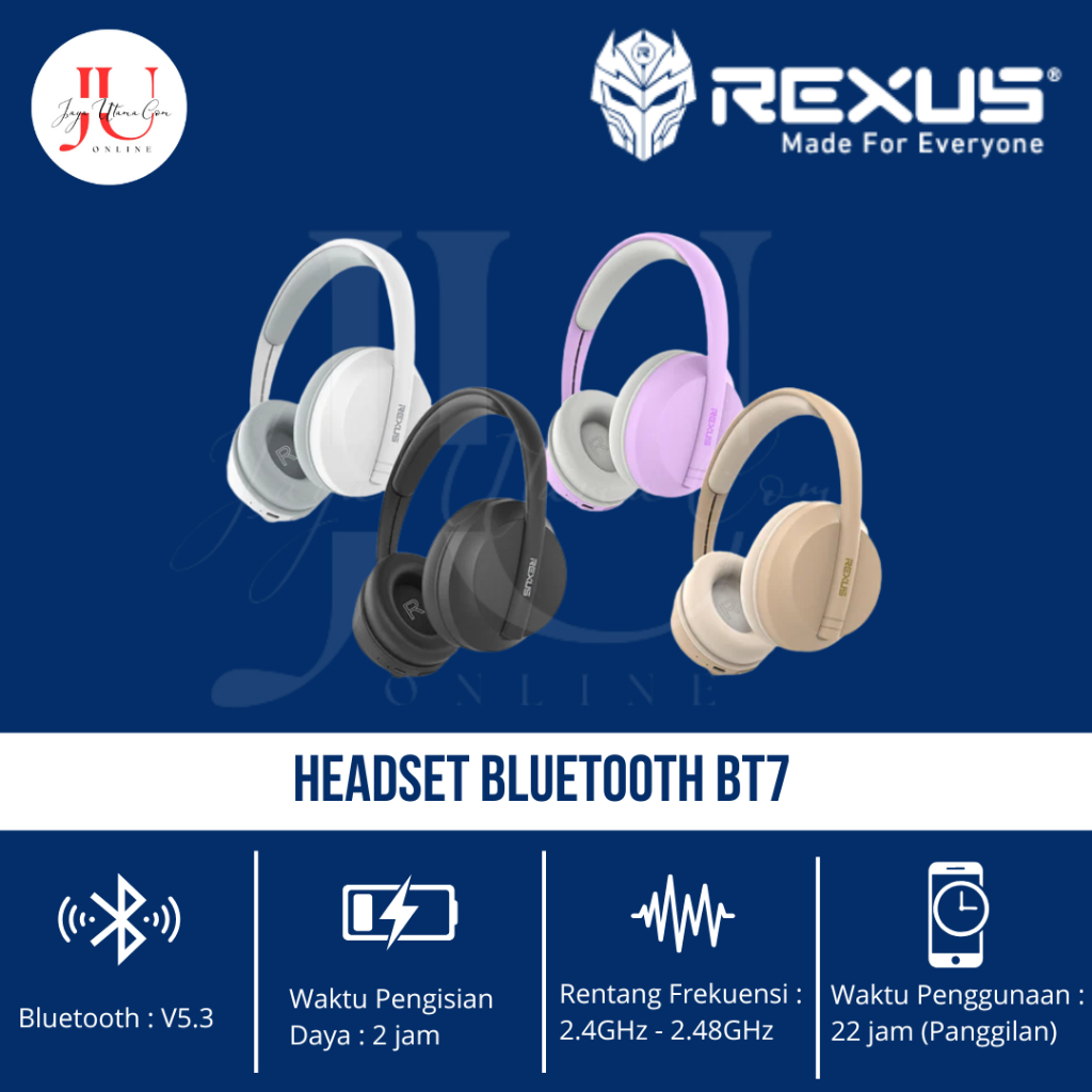 Jual Rexus Headset Bluetooth BT7 V5.3 Original High Quality Audio 10m ...