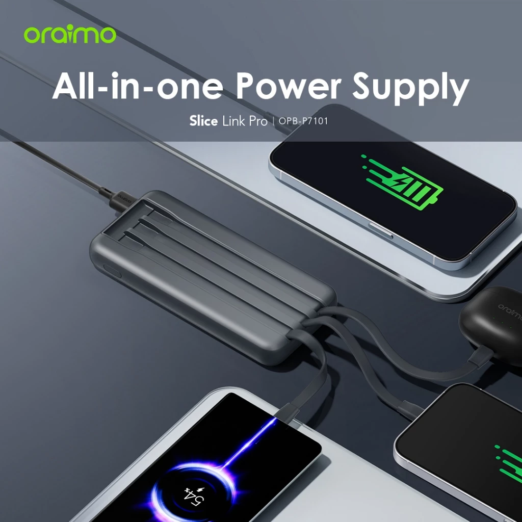 oraimo Powerbank Slice Link Pro OPB-P7101 Kapasitas Nyata 10000mAH 22.5W Pengisian Super Cepat 5 Output
