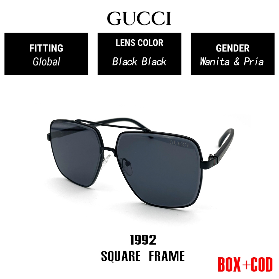 Jual New Kacamata Hitam Gucci Sunglasses 881 SQUARE FRAME