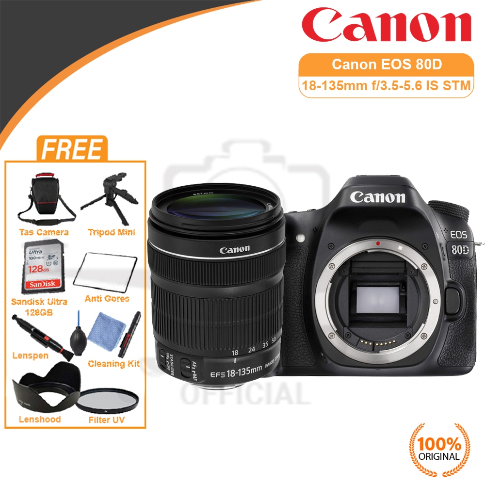 Jual CANON EOS 80D KIT 18-135MM IS USM CAMERA DSLR PAKET BONUS