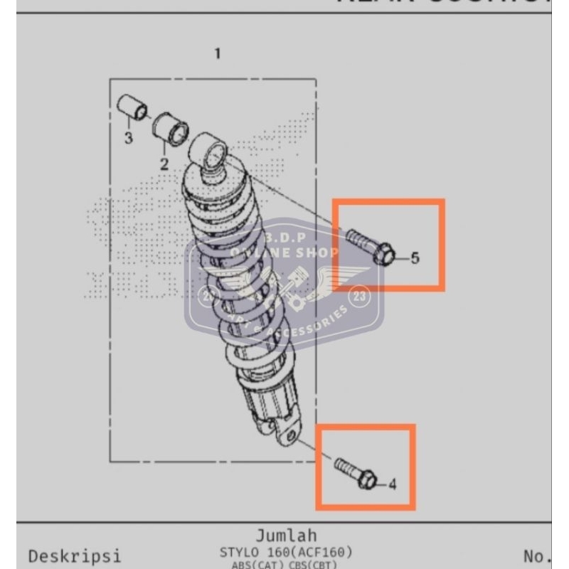 Jual baut shock belakang honda stylo 160 original probolt stainless ...