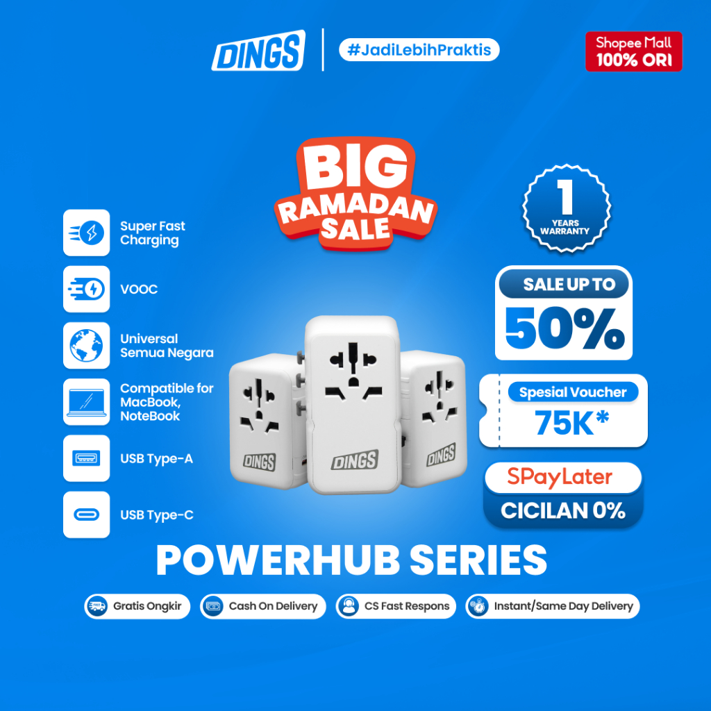 Jual Universal Travel Adaptor PowerHub Gan Fast Charging Charger ...