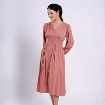 Jollie Dress Full Kancing Long Sleeves Casual Dress