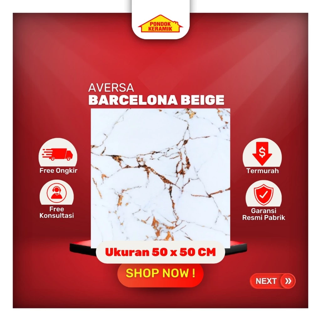 Keramik Lantai Motif Marble Aversa 50x50 Barcelona Beige Glossy