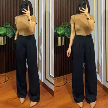 Celana Kulot Highwaist Pants Wanita Premium Bahan Tebal Hw Pants