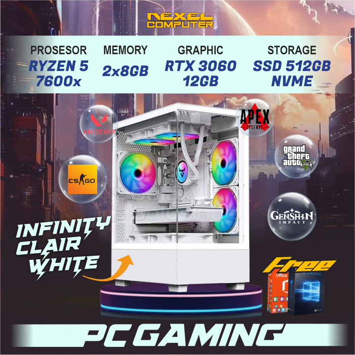 Jual Pc Gaming | Ryzen 5 7600X | RTX 3060 12GB | RAM 16GB DDR5 | SSD ...