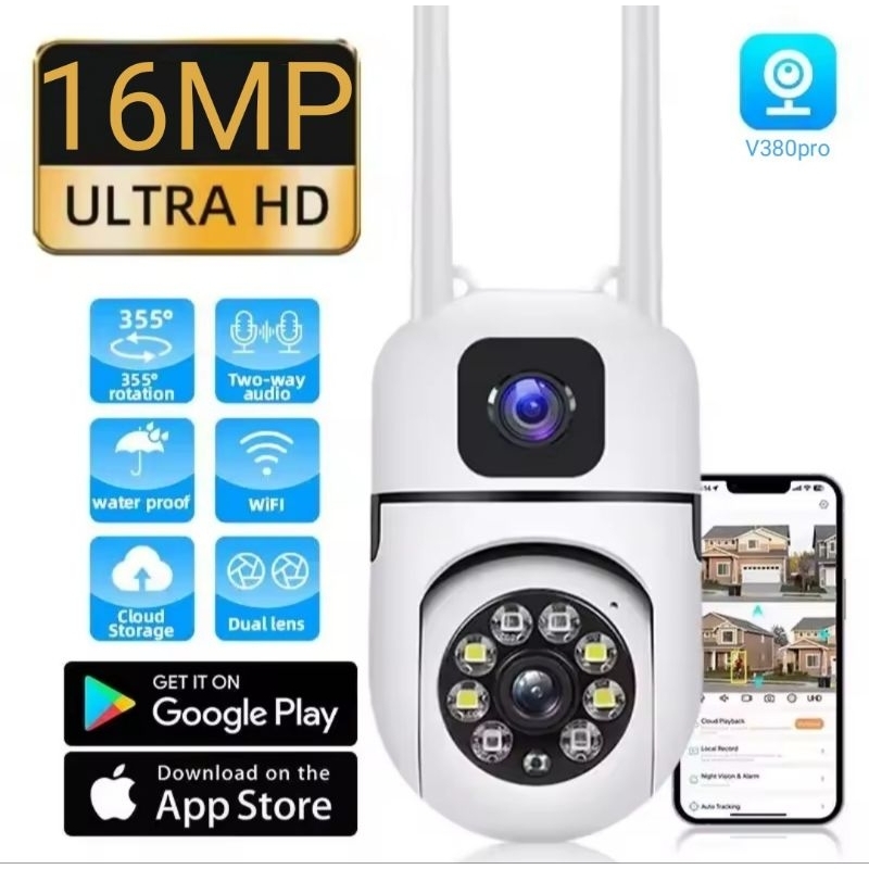 Jual IP CAMERA NEW V380 PRO INDOOR/OUTDOOR DUAL LENS PTZ 360 ROTATION ...