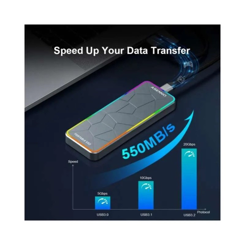 Jual SSD ASENNO SATA PORTABLE P11 External Solid State Drive 500GB